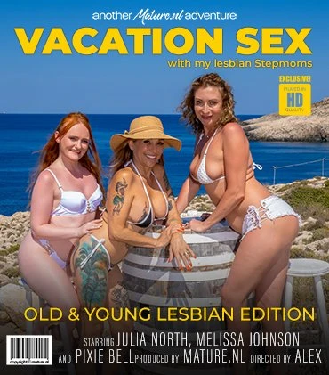 Julia North, Melissa Johnson, Pixie Bell - Vacation sex with my two hot lesbian stepmoms! FullHD 1080p