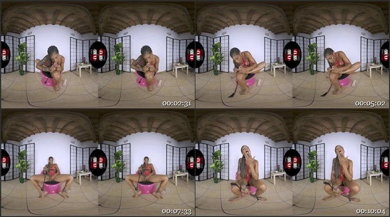 Curvy ebony chick Glorya sitting in her sexy red lingerie and posing her amazing feet and masturbation 1920p