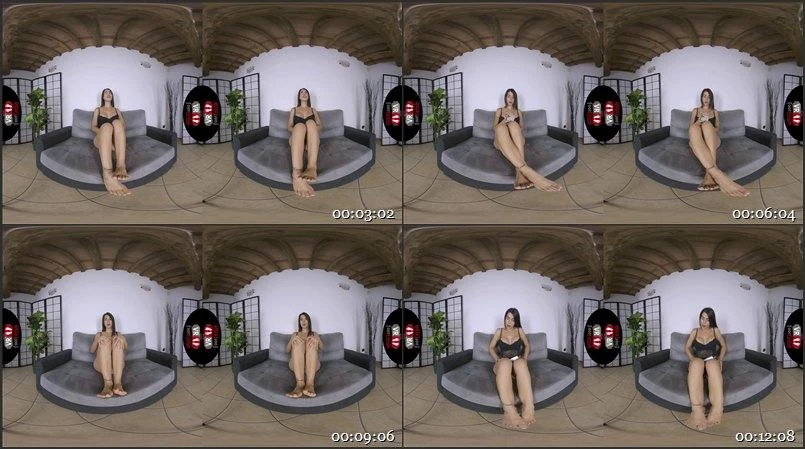 Outstanding dark-haired babe Petra pleasing your eyes with her tattooed feet and sexy toes in VR 1440p