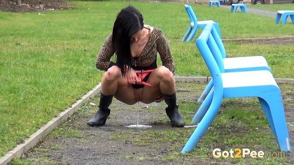She pisses in a public park (1080p)