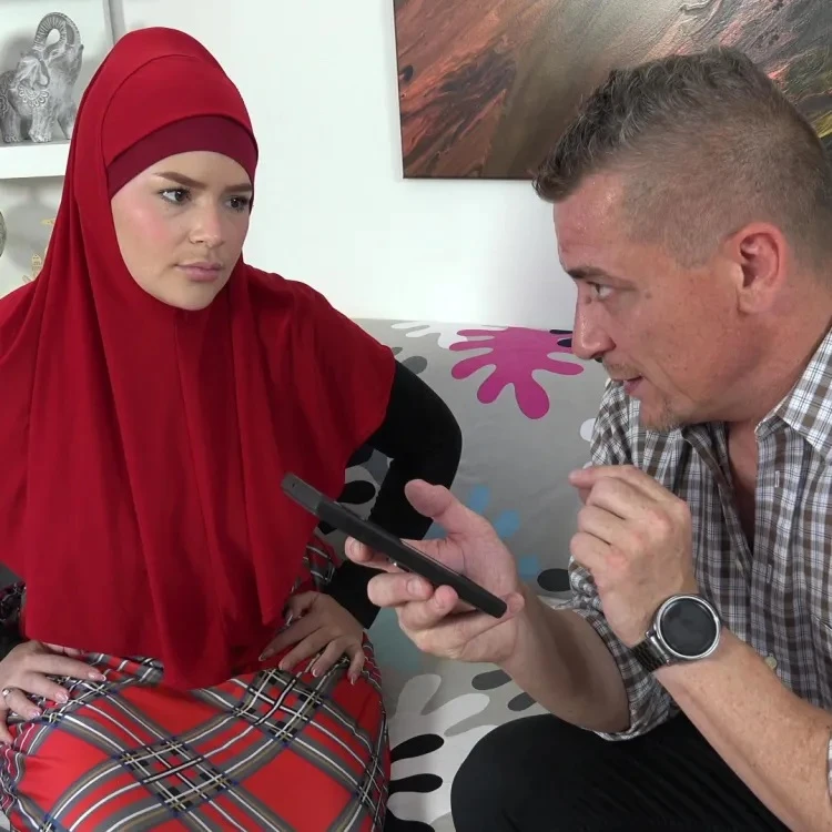 Ema Ribeiro - Sexy bitch in red hijab really loves hard cocks 4K 2160p